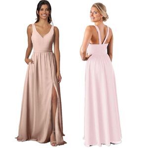 Kennedy Blue Riley Floor Length Maxi Bridesmaid Dress in Blush Pink Size 4